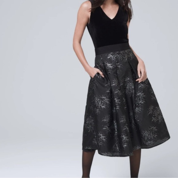 WHITE HOUSE BLACK MARKET SHADOW STRIPE FULL HOLIDAY DRESS SKIRT 12 - Picture 1 of 5